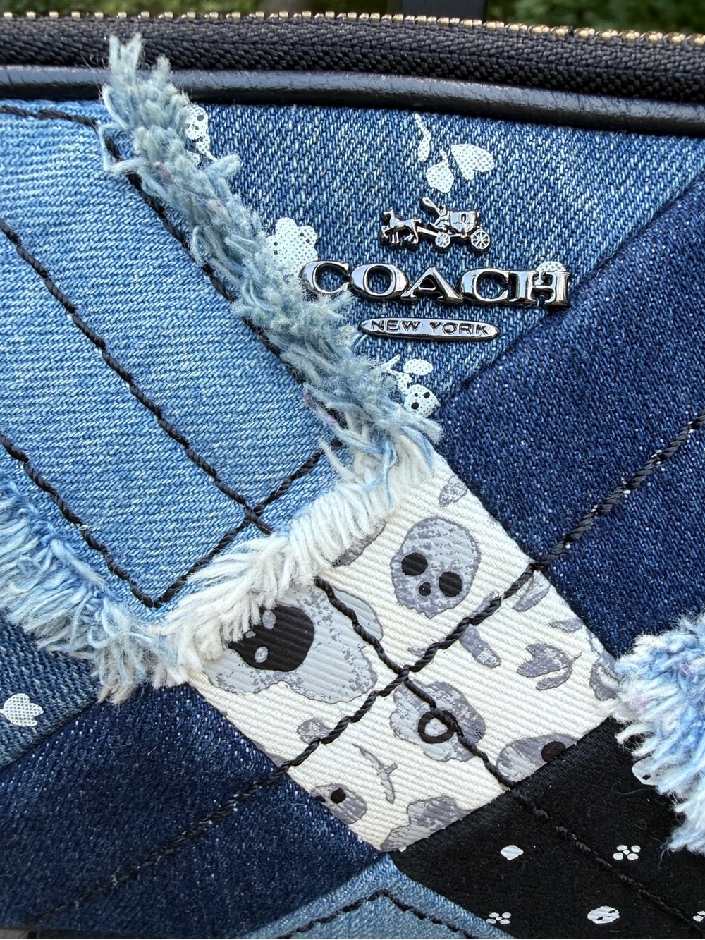 Coach Canyon Quilt Denim Patchwork Crossbody Skull Floral EUC W/Branded Dustbag - Picture 6 of 10